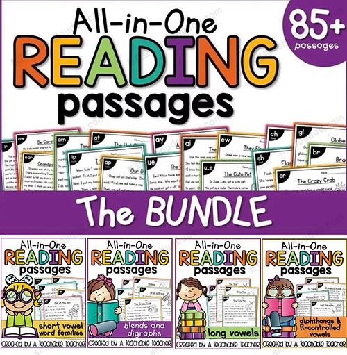 英语启蒙自然阅读小短文练习册《All in One Reading Passages Bundle》全5册