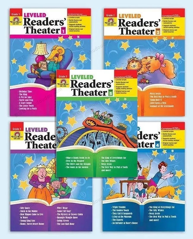 Evan moor出品 美国大名鼎鼎读者剧场《Leveled Readers’ Theater》G1-G5全5册练习册