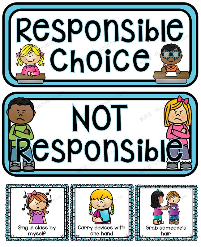 120张儿童习惯培养规则英文墙卡