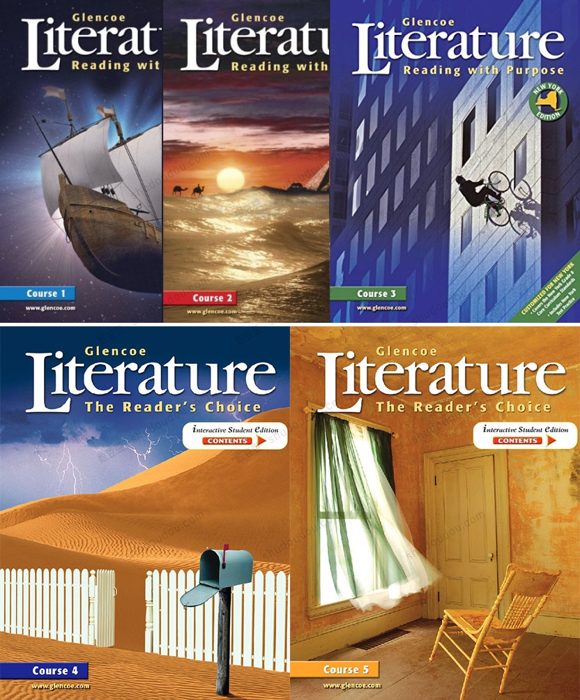 美国初中顶级阅读教材Glencoe Literature《Reading With Purpose》1-5共册 加州、纽约州等众多初中选用的经典教材