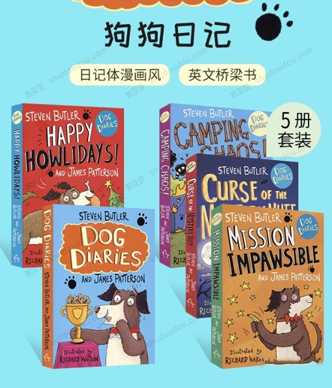 儿童冒险故事桥梁章节书 纽约时报的畅销书《Dog Diaries 狗狗日记》5册 电子书mobi+epub