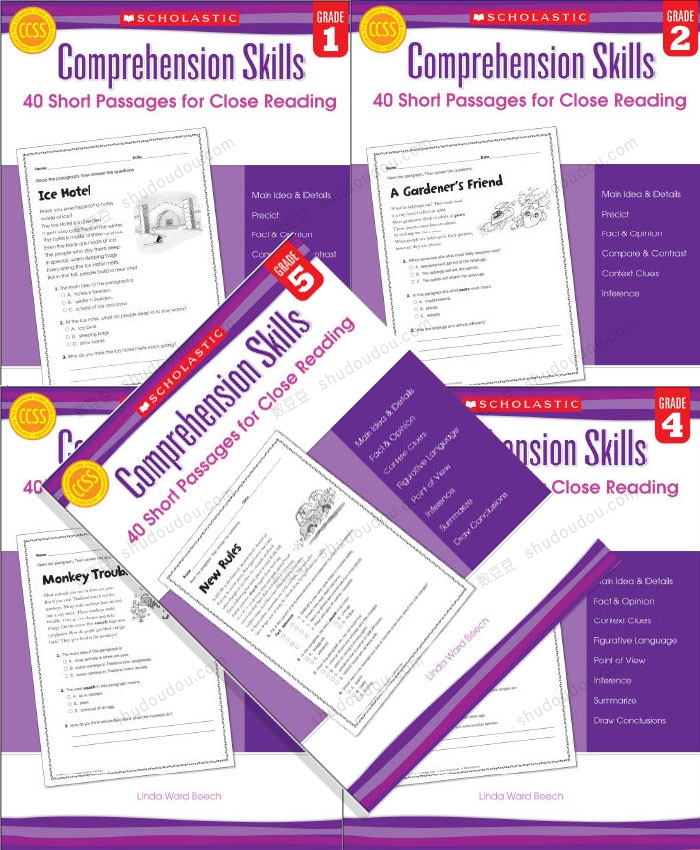 学乐出版《Comprehension Skills》专门训练孩子精读能力的练习,帮助孩子快速提升英语阅读能力!