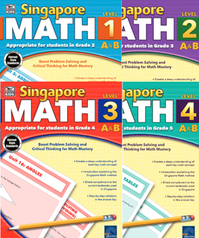 新加坡数学教材练习册《Singapore Math》共四册(L1-L4)适合小学2~5年级的学生