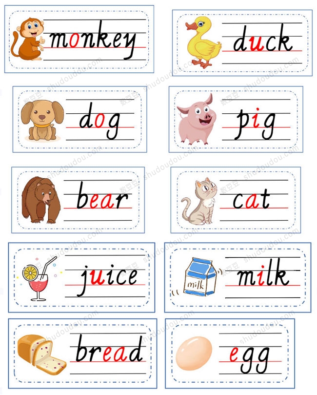 人教版小学三到六年级英语学习彩色单词卡片约600左右单词词组